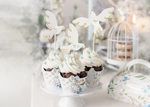 Dekoracje do muffinek Gołębie 14.5cm 6szt Dekoracje do muffinek Gołębie 14.5cm 6szt