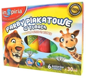 Farby plakatowe w tubach 6 kolorów 30ml Farby plakatowe w tubach 6 kolorów 30ml