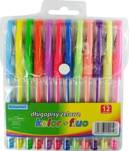 Długopisy żelowe + fluorescencyjne 12 kolorów Długopisy żelowe + fluorescencyjne 12 kolorów