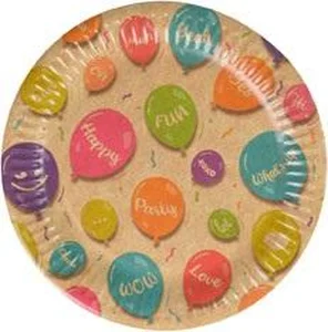 Talerze papierowe Kraft Balloons 12szt Talerze papierowe Kraft Balloons 12szt