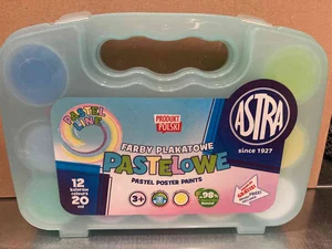Farby plakatowe Astra pastelowe 12 kolorów 20 ml walizka