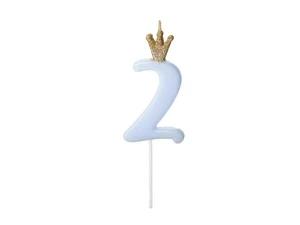 Świeczka urodzinowa 2 jasny niebieski 9,5cm Świeczka urodzinowa 2 jasny niebieski 9,5cm