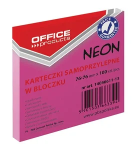Karteczki samoprzylepne 76x76mm 100K neon różowe Karteczki samoprzylepne 76x76mm 100K neon różowe