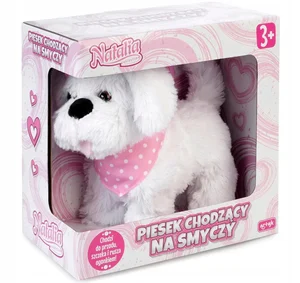 Piesek chodzący na smyczy Natalia biały Piesek chodzący na smyczy Natalia biały