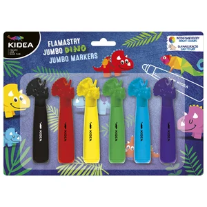 Flamastry Jumbo z figurką Dinozaury Kidea 6 kolorów