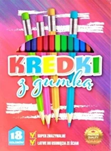 Kredki ołówkowe z gumką, 18 kolorów