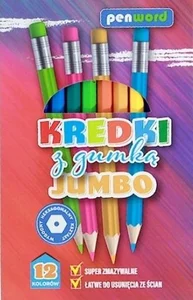 Kredki ołówkowe z gumką, 12 kolorów