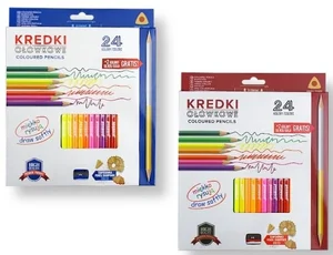 Kredki ołówkowe trójkątne + temperówka, 24 kolory