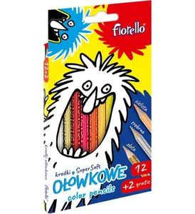 Kredki trójkątne Super Soft Fiorello Extra 12 kolorów + 2 gratis Kredki trójkątne Super Soft Fiorello Extra 12 kolorów + 2 gratis