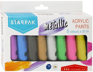 Farby akrylowe metaliczne 25ml 8 kolorów Farby akrylowe metaliczne 25ml 8 kolorów