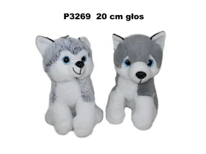 Pies husky z głosem 20cm MIX Pies husky z głosem 20cm MIX