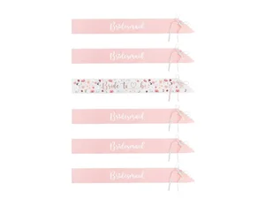 Szarfy Bride to be i Bridesmaid 76cm 6szt