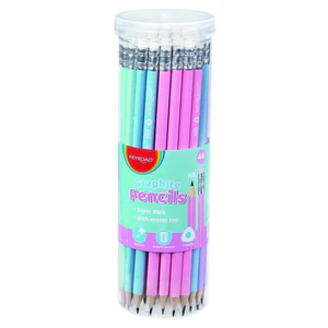 Ołówek HB trójkątny drewniany z gumką KEYROAD pastel 48 szt. w tubie