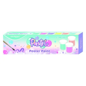 Farby plakatowe 22ml pastel KEYROAD pędzelek gratis 6 kolorów
