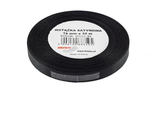 Wstążka satynowa czarna 12mmx32m Wstążka satynowa czarna 12mmx32m