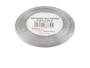 Wstążka satynowa srebrna 6mmx32m