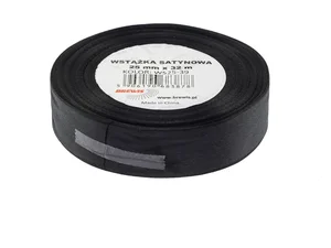 Wstążka satynowa czarna 25mmx32m Wstążka satynowa czarna 25mmx32m