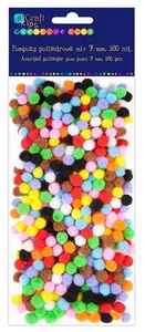 Pompony poliestrowe 7mm 380szt mix Pompony poliestrowe 7mm 380szt mix