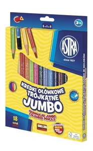 Kredki ołówkowe trójkątne Jumbo 18 kolorów z temperówką