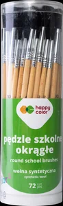 Pędzle okrągłe szkolne syntetyczne okrągłe 2/6/10 Happy Color mix 72szt.