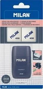Temperówko - gumka MILAN COMPACT seria 1918 + 2 gumki 430 na blistrze, granatowy Temperówko - gumka MILAN COMPACT seria 1918 + 2 gumki 430 na blistrze, granatowy