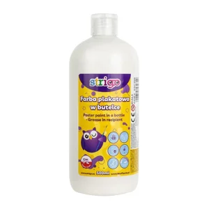 Farba plakatowa Strigo butelka 500 ml biała Farba plakatowa Strigo butelka 500 ml biała