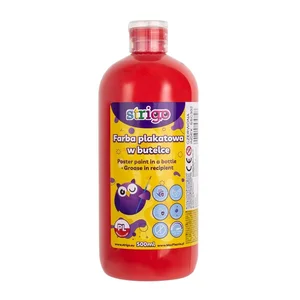 Farba plakatowa Strigo butelka 500 ml czerwona Farba plakatowa Strigo butelka 500 ml czerwona