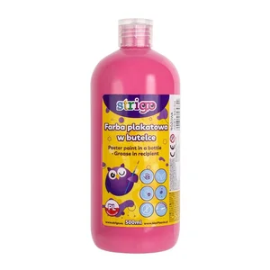 Farba plakatowa Strigo butelka 500 ml różowa Farba plakatowa Strigo butelka 500 ml różowa