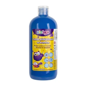 Farba plakatowa Strigo butelka 500 ml niebieska Farba plakatowa Strigo butelka 500 ml niebieska