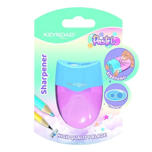 Temperówka plastikowa KEYROAD pastel podwójna z pojemnikiem
