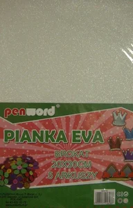 Pianka brokatowa biała 20x30cm 5szt Pianka brokatowa biała 20x30cm 5szt