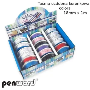 Taśma ozdobna koronkowa 18mmx1m (18szt) Taśma ozdobna koronkowa 18mmx1m (18szt)