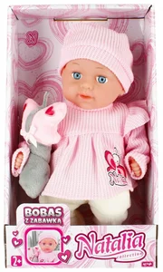 Lalka Natalia bobas z zabawką 33 cm Lalka Natalia bobas z zabawką 33 cm