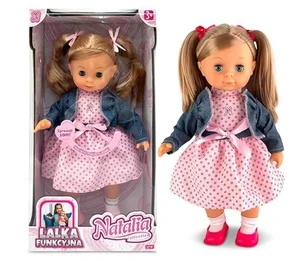 Lalka Natalia mówi po polsku w granatowej kurtce 39 cm