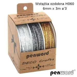 Wstążka ozdobna 6mmx3m 3szt (12kpl) Wstążka ozdobna 6mmx3m 3szt (12kpl)