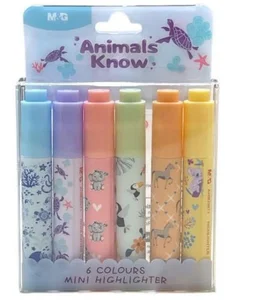 Zakreślacz mini Animals Planet 6 kolorów
