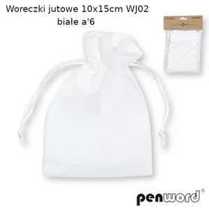 Woreczki jutowe białe 10x15cm 6szt