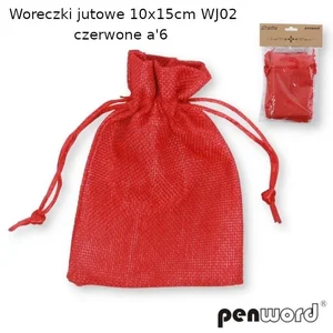Woreczki jutowe czerwone 10x15cm 6szt