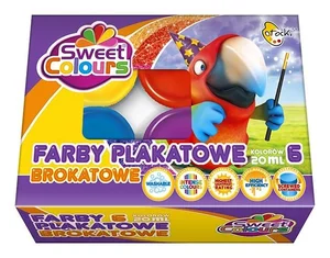 Farby plakatowe brokatowe 6 kolorów 20ml Farby plakatowe brokatowe 6 kolorów 20ml