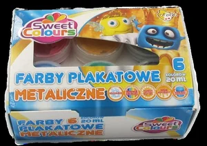 Farby plakatowe metaliczne 6 kolorów 20ml Farby plakatowe metaliczne 6 kolorów 20ml