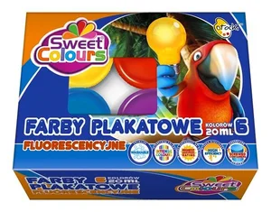 Farby plakatowe fluorescencyjne 6 kolorów 20ml Farby plakatowe fluorescencyjne 6 kolorów 20ml
