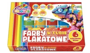 Farby plakatowe w tubie 6 kolorów 30ml Farby plakatowe w tubie 6 kolorów 30ml