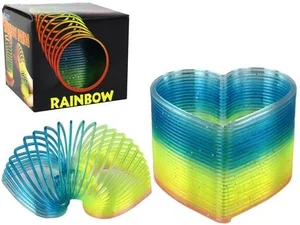 Sprężyna tęczowa serce brokatowe 6cm