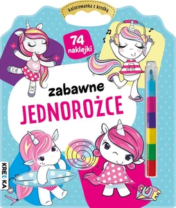 Zabawne jednorożce Kolorowanka z kredką Zabawne jednorożce Kolorowanka z kredką