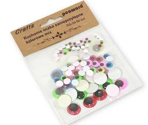 Ruchome oczka samoprzylepne kolorowe mix 80szt Ruchome oczka samoprzylepne kolorowe mix 80szt