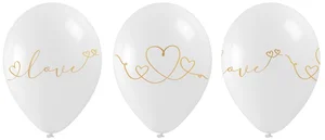 Balony ze złotym walentynkowym nadrukiem 5szt