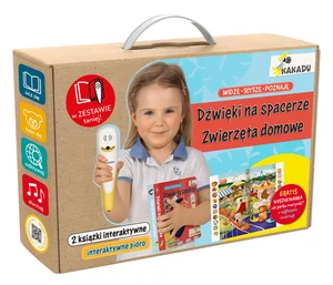 Mówiąca książka interaktywna Widzę słyszę poznaję, Dźwięki na spacerze, Zwierzęta domowe Zestaw książek interaktywnych z piórem Kakadu
