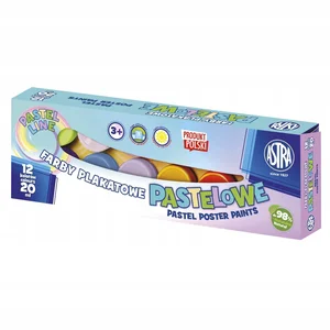 Farby plakatowe pastelowe Astra 12 kolorów Farby plakatowe pastelowe Astra 12 kolorów