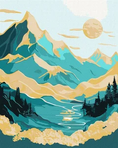 Malowanie po numerach IDEYKA 40x50 cm metallic wschód słońca w górach