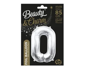 Balon foliowy B&C cyfra 0 srebrna 85cm